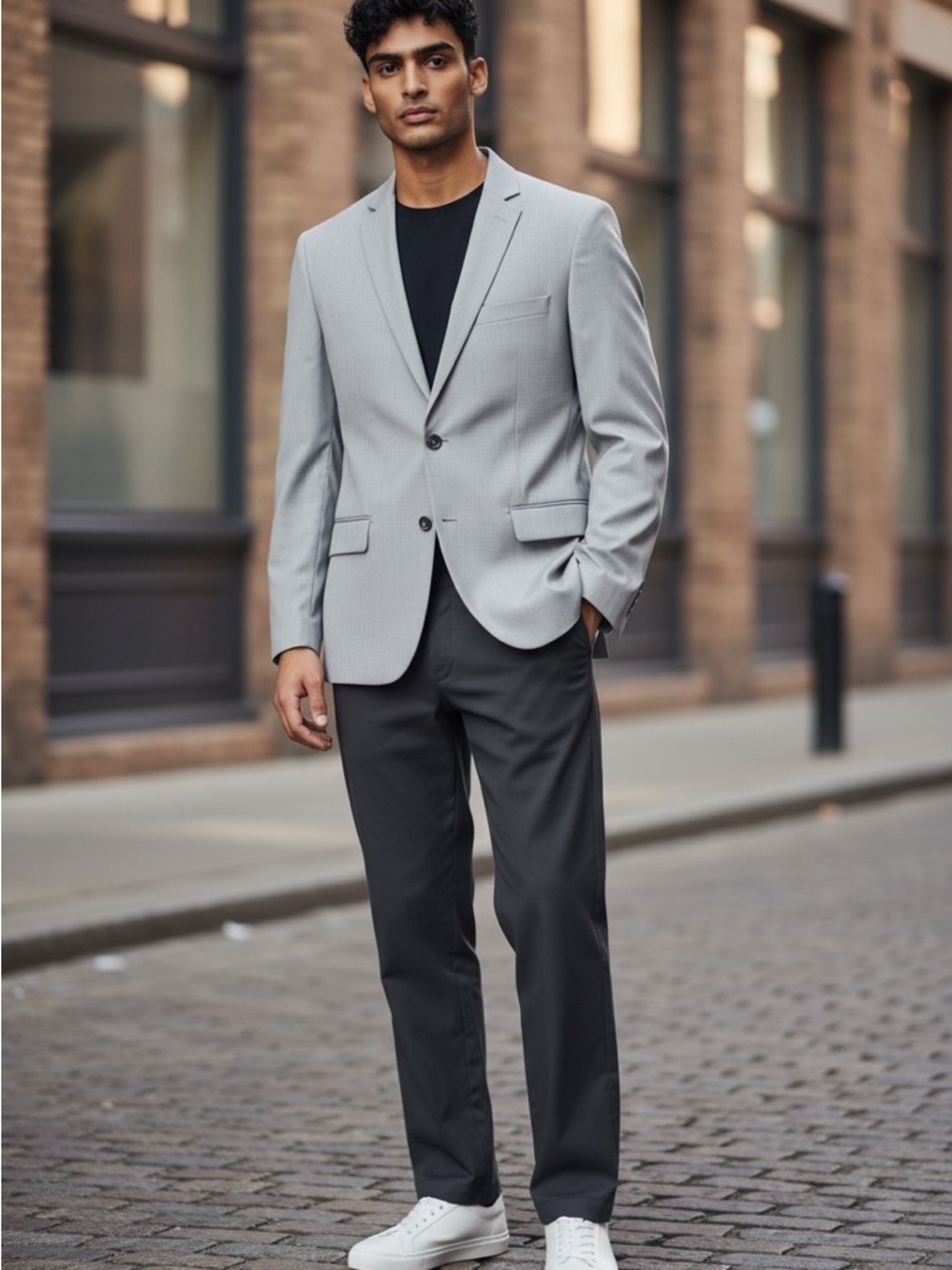 INC International Concepts Light Gray Single-Breasted Blazer